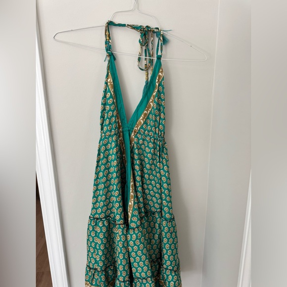 MT Collection Green and Gold Dress - Picture 3 of 5